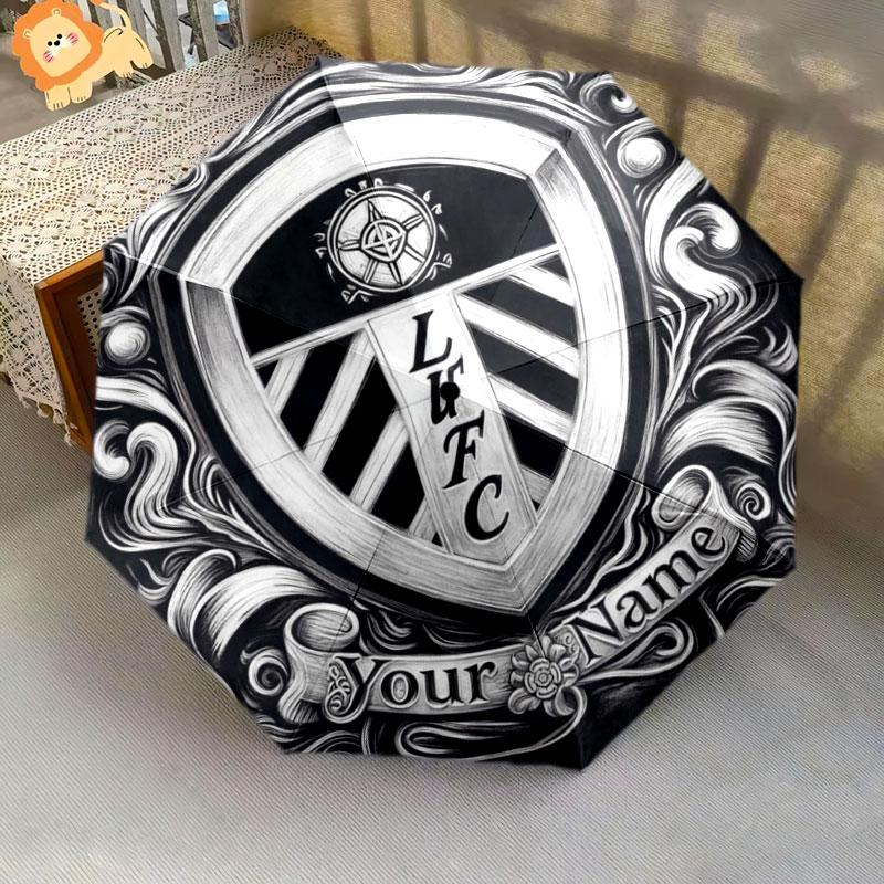 1 PC Automatic Folding Umbrella - Leeds United Custom Name Pattern, Portable & Foldable Design with 8 Ribs, Christmas Birthday Gifts