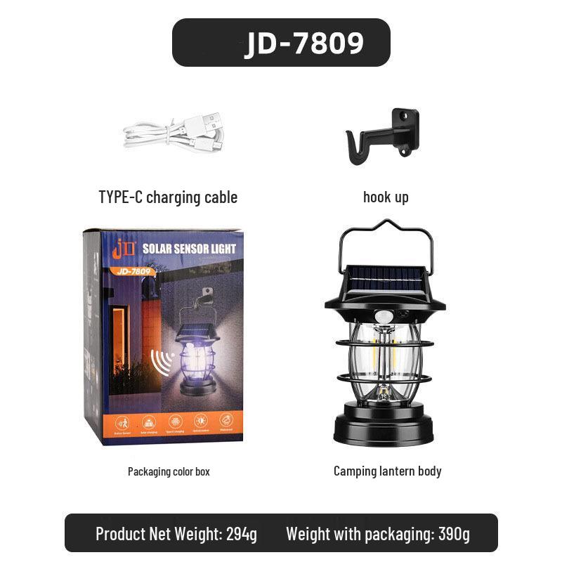 Smart Sensor Solar Camping Lantern & Multifunctional Handheld Spotlight
