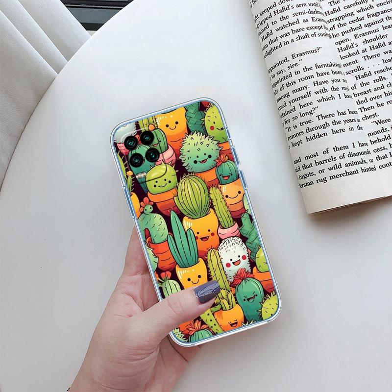 RA33 Watercolour Cacti Succulent Transparent Phone Case for Motorola Moto G7 G8 G9 G84 G85 G73 G24 G15 Z2 Play Power Plus