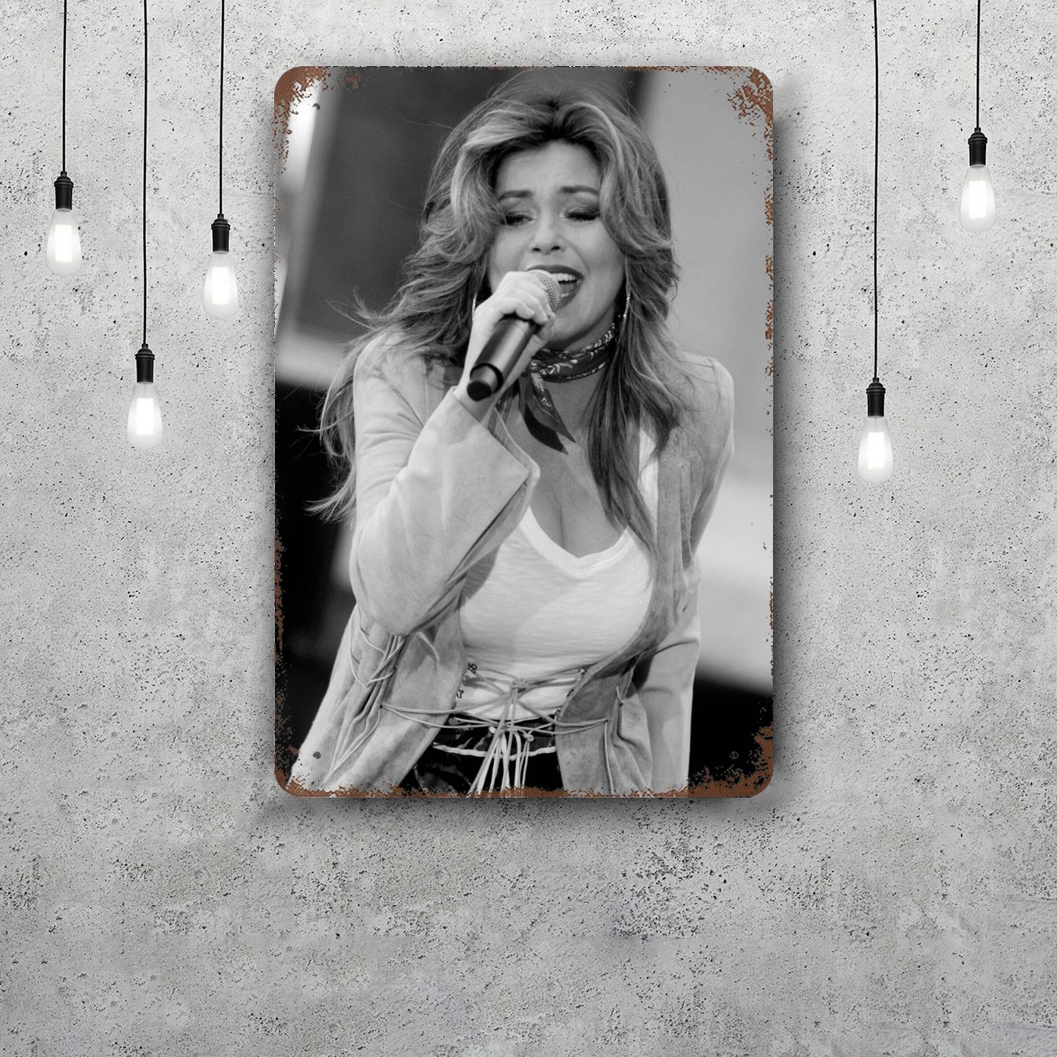 

shania twain Vintage Tin Sign Home Decor Wall Decor Art Wall Mural Room Decoration Decor Retro Metal Sign Plate Bar Posters 20x30cm（7.8x11.8inch）