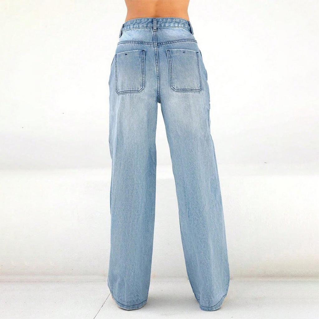 Women's Solid Color Casual Fashion Pants, Solid Color Versatile Slim Fit Jeans