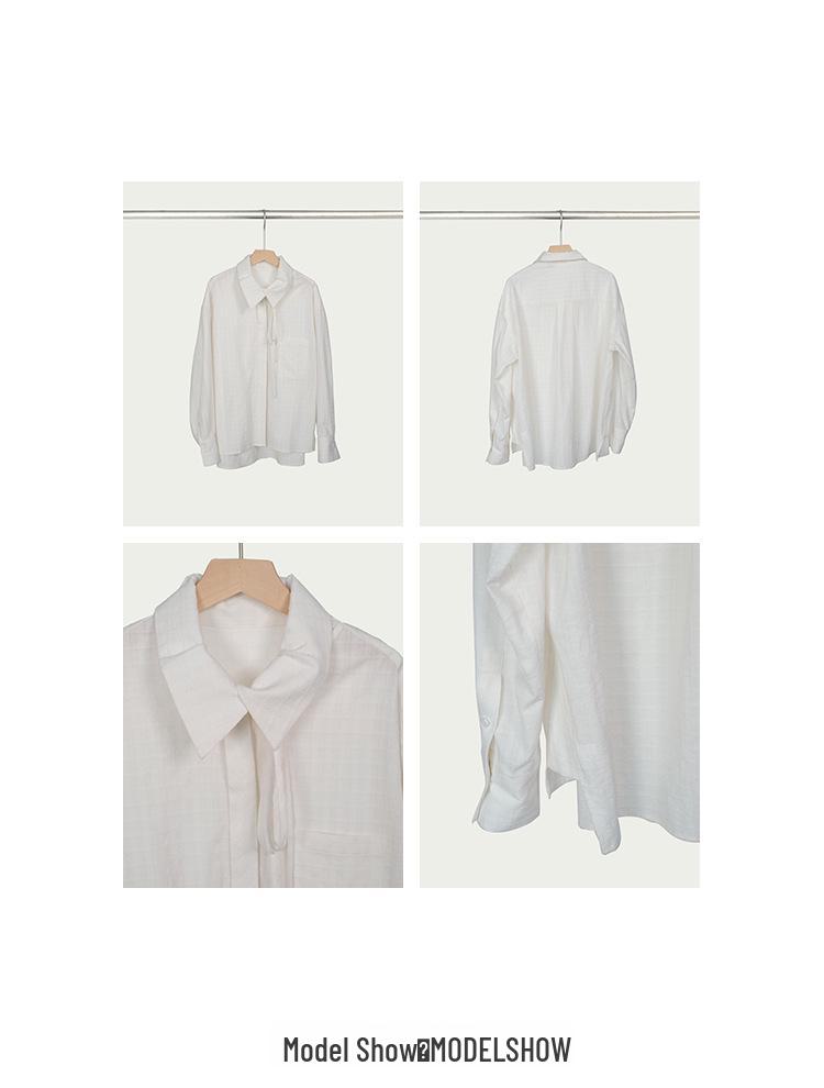 Checkered 3D Jacquard Cotton Tie-Up Shirt: Niche Long-Sleeve Jacket for Spring & Summer