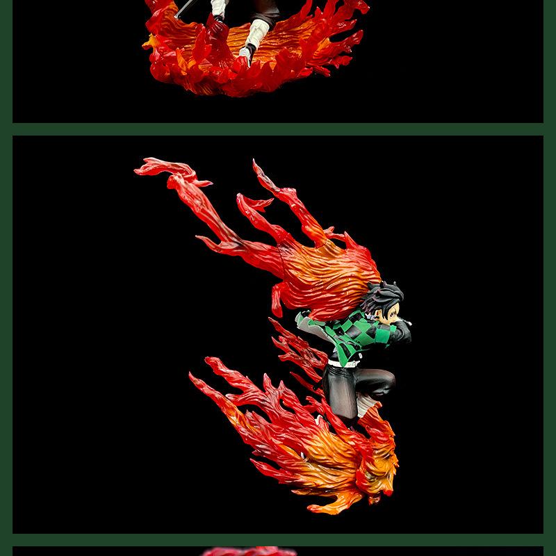 Demon Slayer's Blade Flame Tanjirou's Breath of Fire Anime Figure Cartoon Desk Decor Ornament Gifts Model