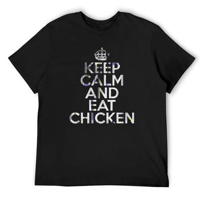 Keep Calm and Eat Chicken T-Shirt Short Sleeve Tee Sweat Rapper Graphic Tees Quick-drying Mens Clothes