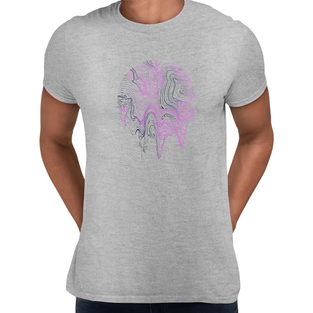 3D Vapor wave abstract liquid Fluid Sphere Surreal Unique Design T-shirt S серый