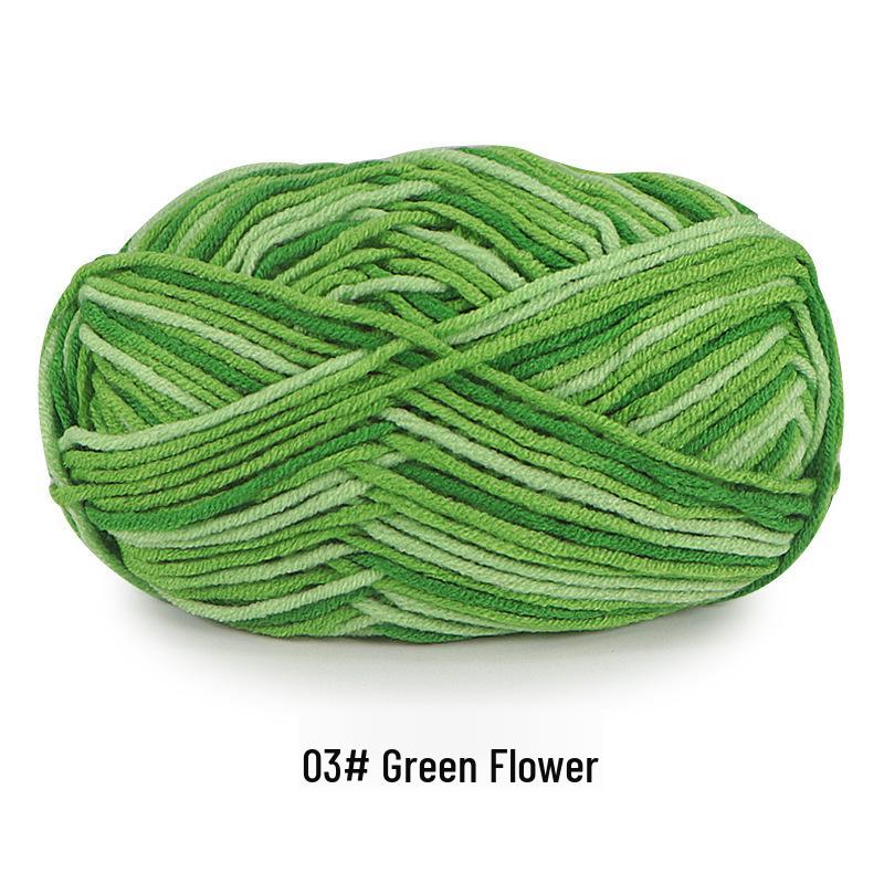 Aou Ou 5-Strand Variegated Milk Cotton Yarn Ball, Floral Medium-Thick, for Baby Scarves and Slippers.