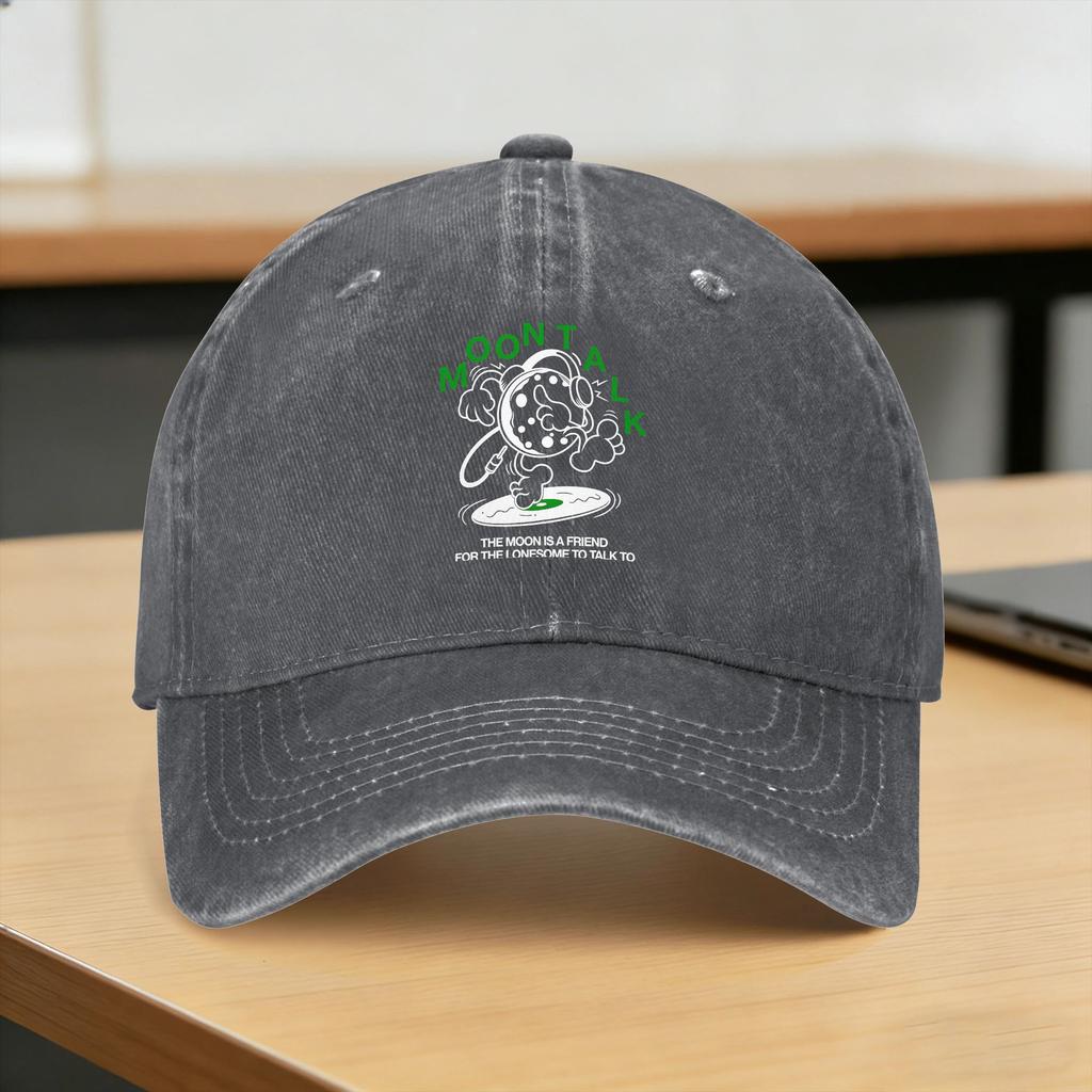 Summer Talking To The Moon Art Baseball Cap Sun Hot Sale Print Washed Trucker Hat UnisexTeens Casual Outdoor Sport Caps