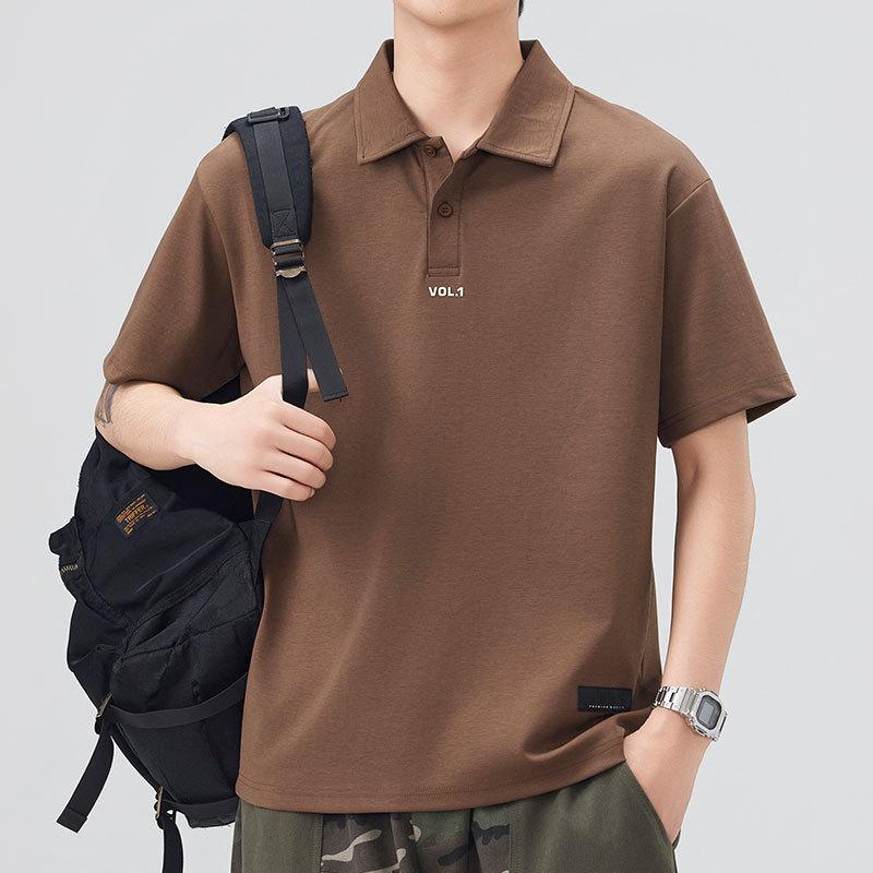 

Мужская новая летняя свободная футболка-поло с коротким рукавом, лацканом, тонкая короткая футболка 4XL коричневый