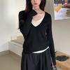 Temperament V-neck Knitwear Bottoming Tops Women's Autumn Slim Thin Pullover Sweater