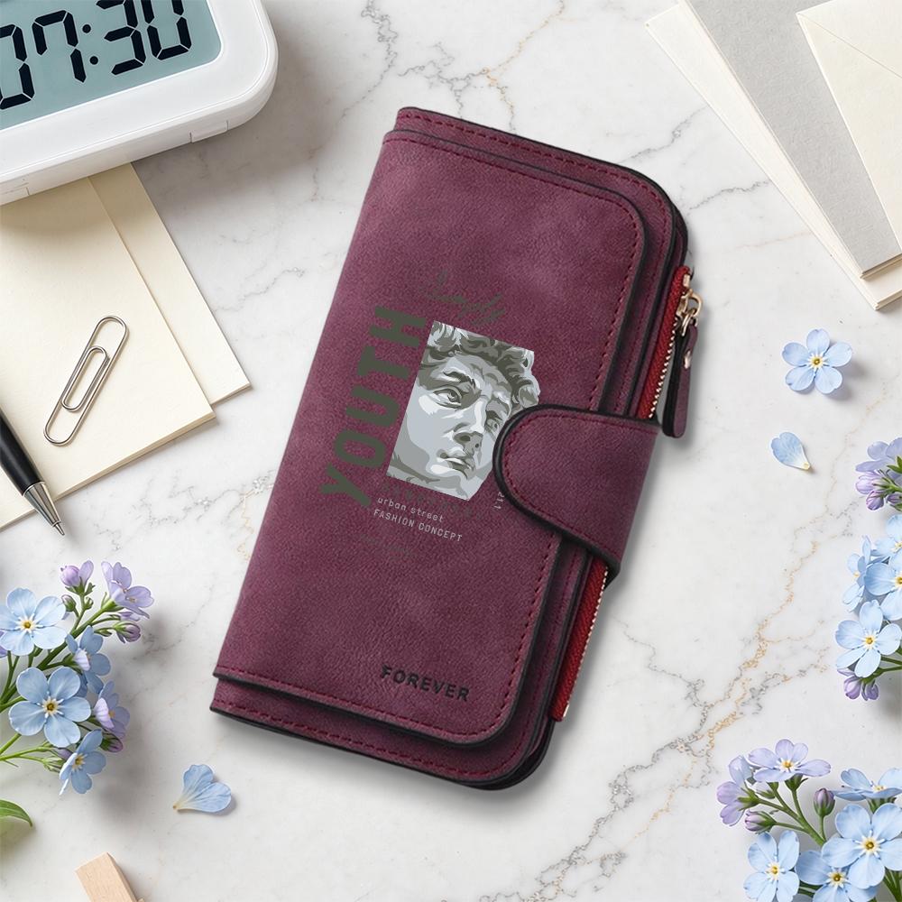 Fashion PU Long Wallet Youth Printed Multi Card Slot Portable Large Capacity Purse for Daily Use