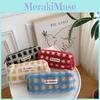 Plush Simple Grid Design Large Capacity Stationery Storage Bag School For