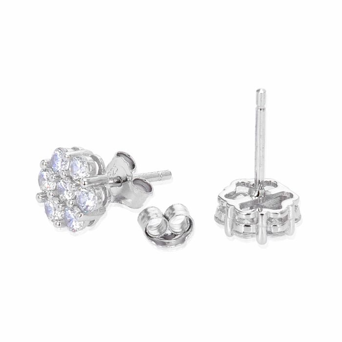 Boucles d'oreilles en argent 925 Luxenter avec zircon brillant finition en rhodié - Hudur