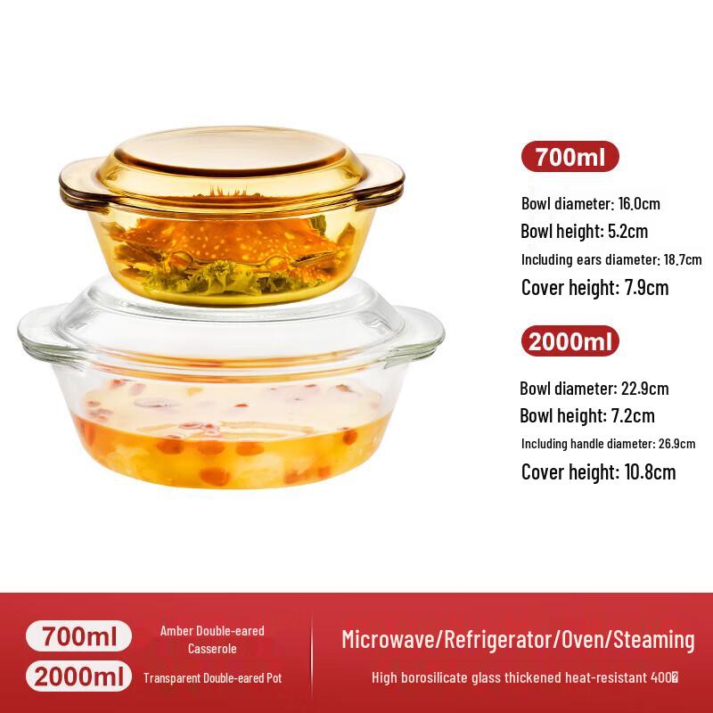 Набор термостойких стеклянных мисок с крышкой