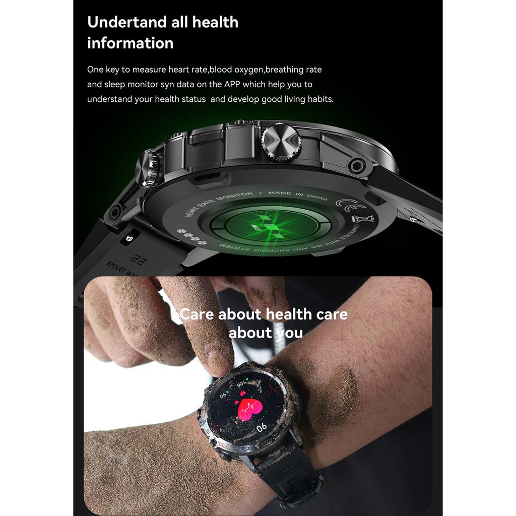 K52 Smart Bracelet Sports Watch 1.39 Inch IPS FullTouch Screen Fitness Tracker IP67 Waterproof BT Call Sleep Heart Rate