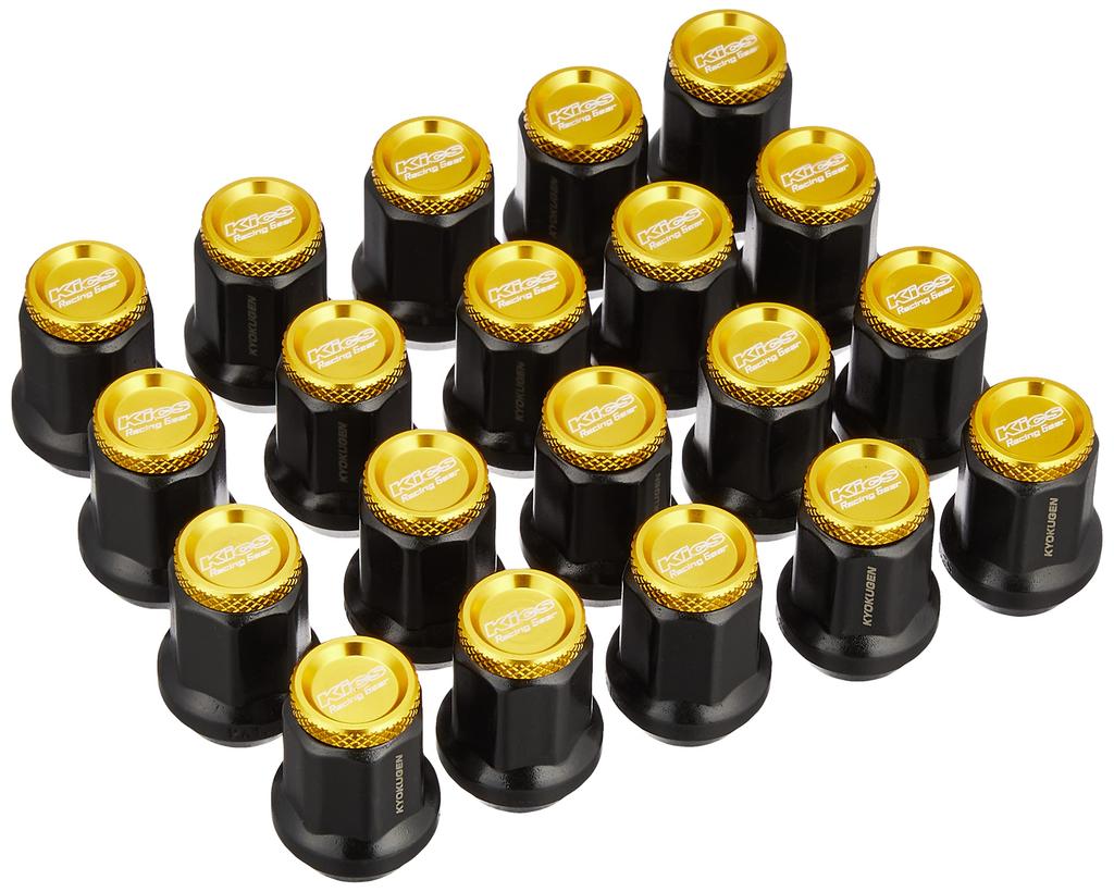 KYO-EI (Kyoei Industry) Extreme Nut with Aluminum Cap, M12 X P1.25, 20 Pieces, Gold, HP3KA