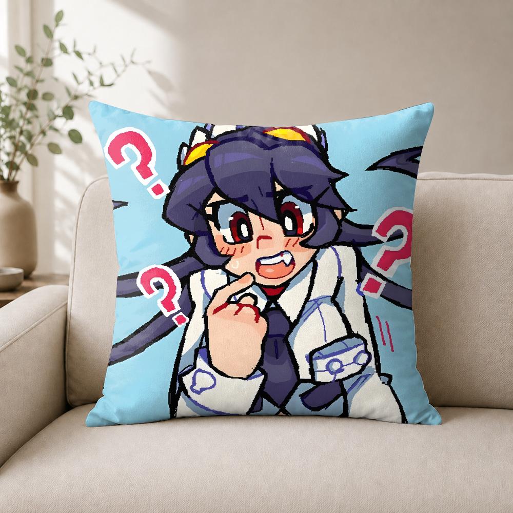 Video Game Sskullgirls Filia Cushion Cover Wrinkleresistant Short Plush Pillow Case Breathable Machinewashable