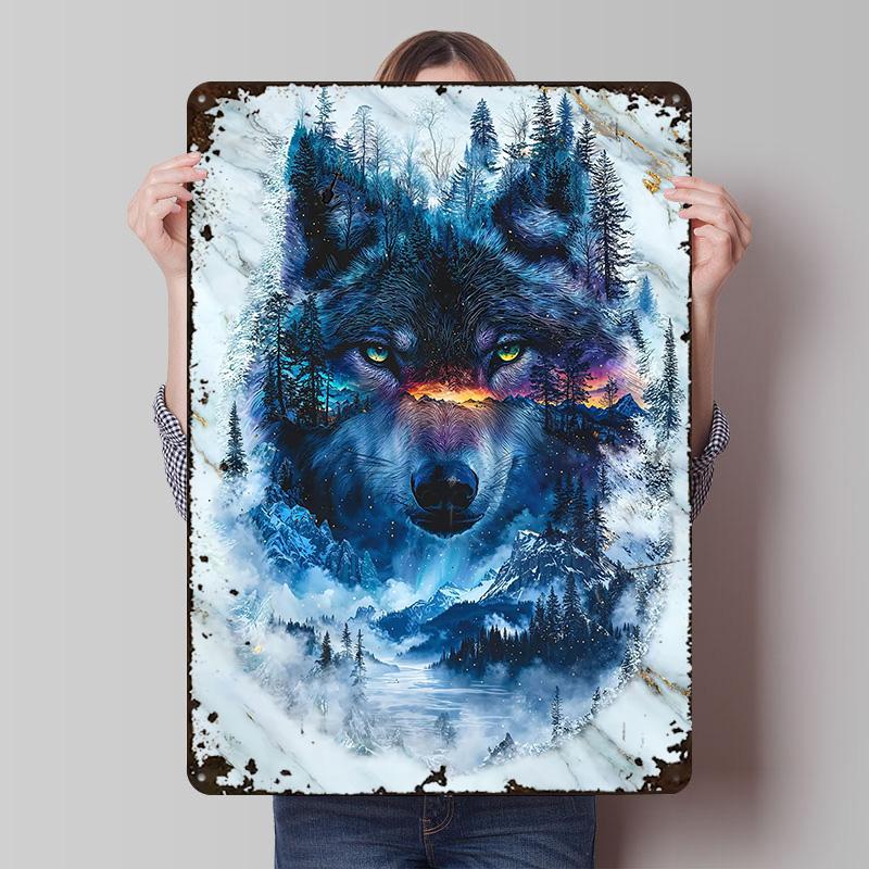 Aurora's Wolf Printed Posters Customizable Wall Art Retro Vintage Metal Tin Signs for Home Room Wand Deko Garage Decoration Cozy