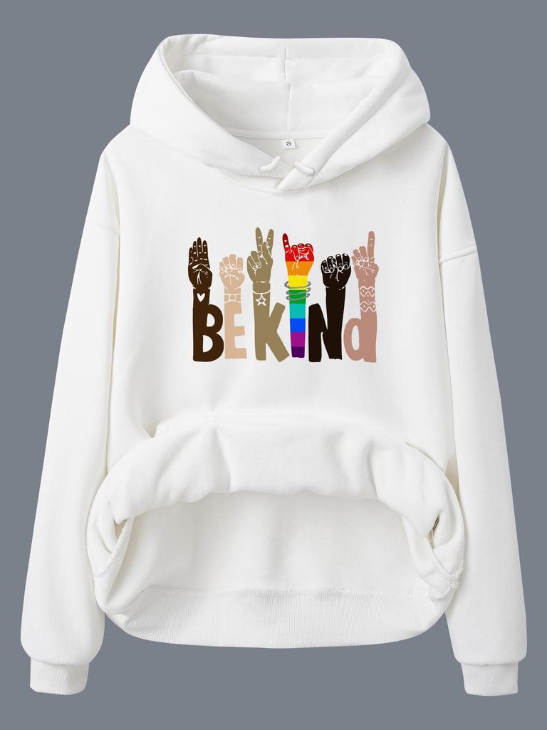 BEKIND Women's Fleece-Lined Hooded Sweatshirt with Kangaroo Pocket
