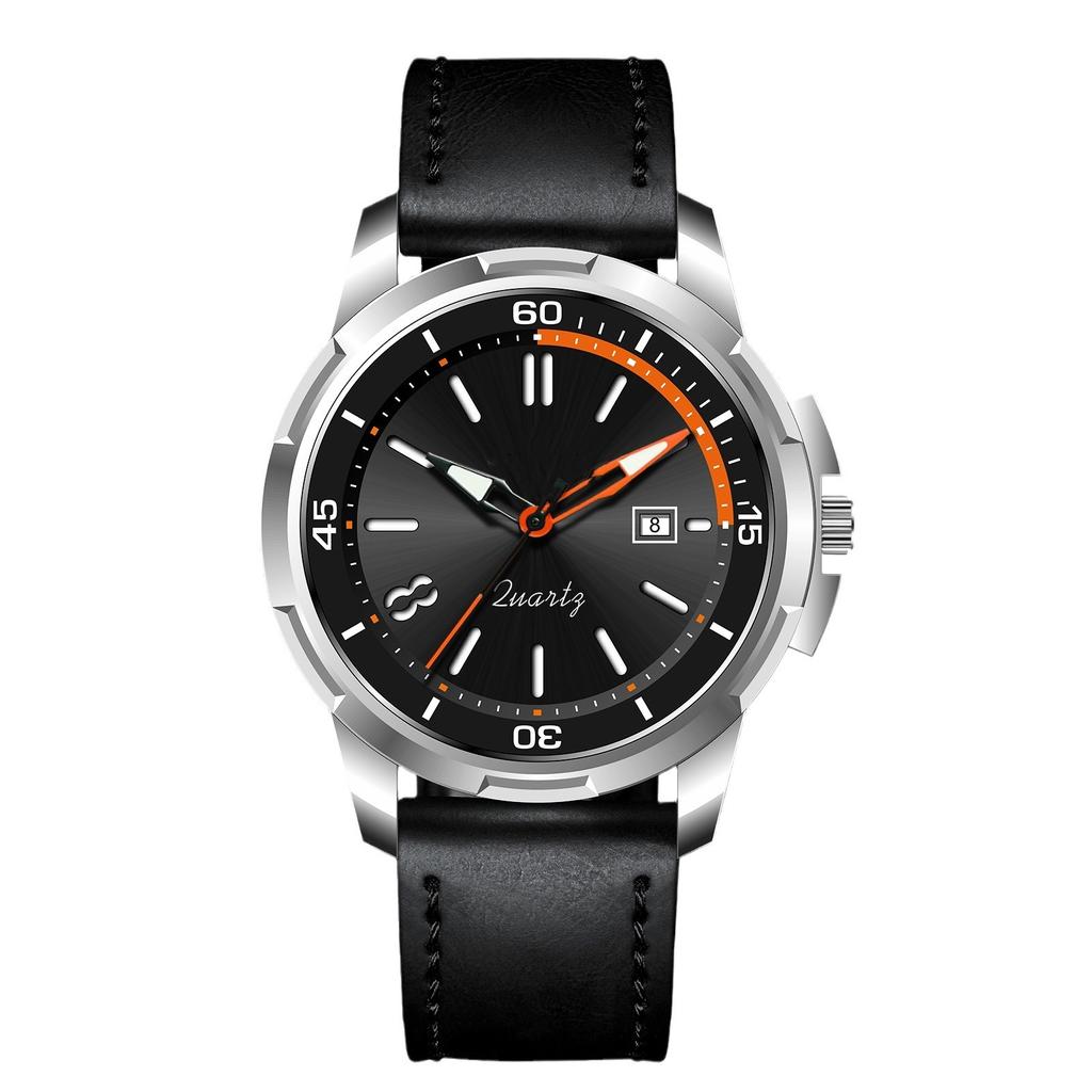 Military Leather Watch Dial Quartz Movement Business Casual Outdoor Sports Wristwatch
