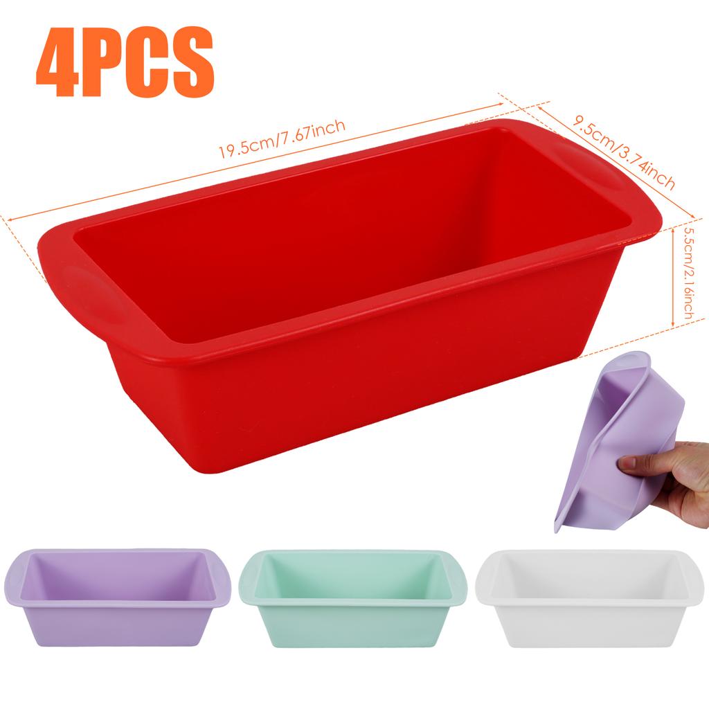 4Pcs Rectangular Silicone Bread Pan Mold Loaf Toast Bread Pans Baking Mold Heat Resistant Cake Tray Bakeware Kitchen Accessories