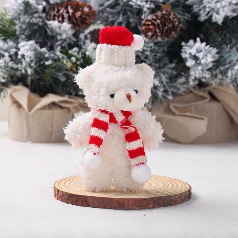 Christmas Teddy Bear Plush Plush Toy Christmas Day Decoration Toy Red Knitted Hat Bag Pendant Party Children s Gift Cartoon Bear