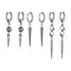 Stainless Steel Punk Gothic Cone Drop Earrings for Men, Fashion Silver Color Long Pendant Earrings, Vintage Hip-hop Jewelry