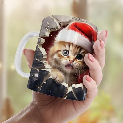 Weihnachtsbecher, kreatives Weihnachtsmuster, Keramikbecher, Mehrzweck-Kaffee-, Tee- und Wasserbecher für Zuhause, Büro, Zimmer