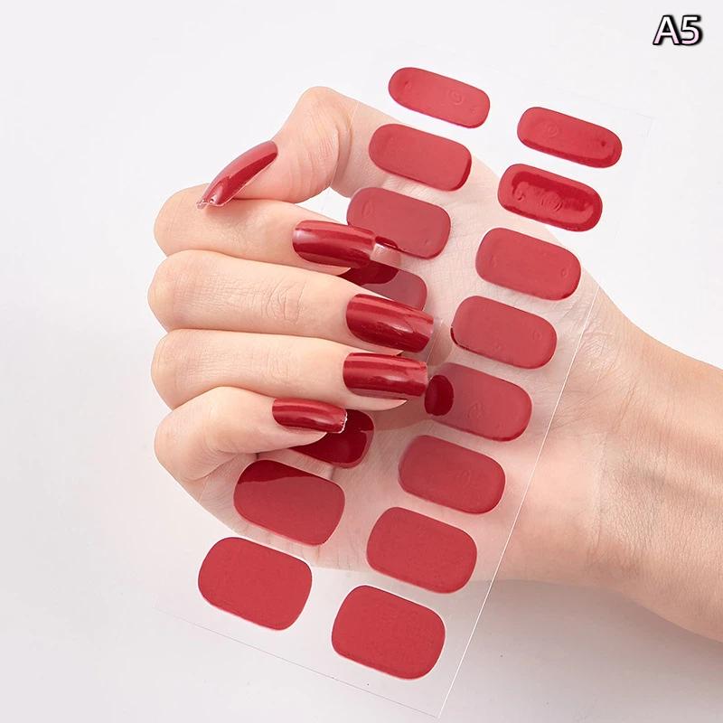 16 Piezas/Hoja Uñas Color Sólido Simple Ultradelgadas Impermeables Pegatinas para Uñas Firmes No Fáciles de Caer Larga Duración Extensión Arte de Uñas