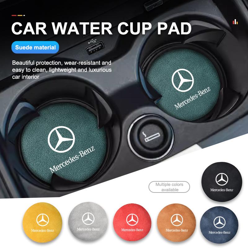 FA052pcs Suede Car Coaster Anti-slip Pad Water Cup Mat Bottle Holder For Mercedes Benz CLK GLC W212 C200 C300 W203 W204 W205 W169