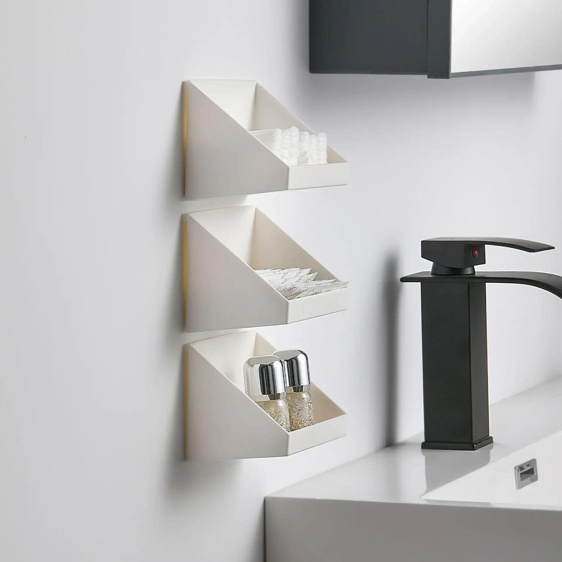 

Bathroom Kitchen Wall Mounted Storage Rack Sundries Organizer Holder Cosmetics Storage Tray Makeup Organizer Self Adhesive Shelf