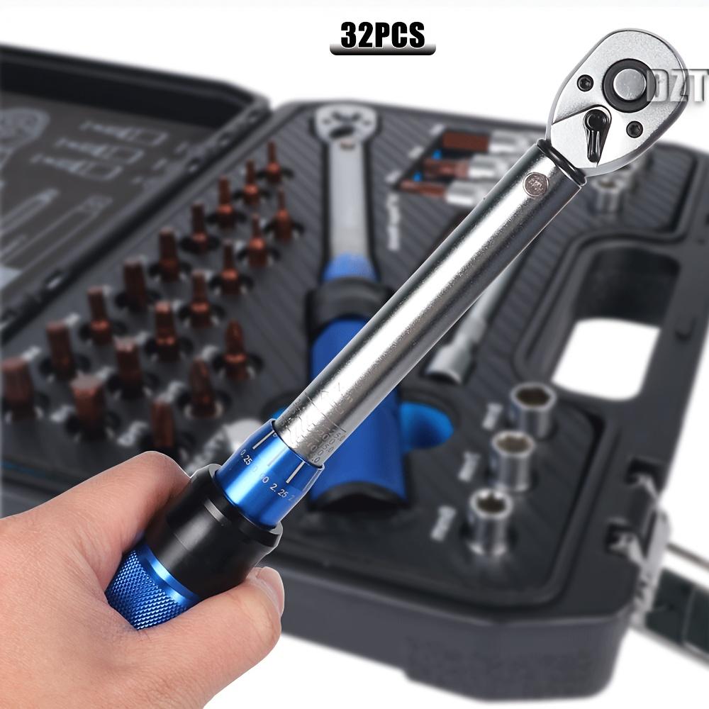 32 Pcs 1/4 Torque Wrench Set, 72-Tooth High Precision Torque Wrench,Precision Torque Toolbox, Durable Multifunctional Tool Kit