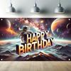 Buitenaardse Thema Achtergrond Cartoon Astronaut Ruimtevaartuig Ontwerp Kinderverjaardag Babyborrel Feest Fotografie Banner Benodigdheden