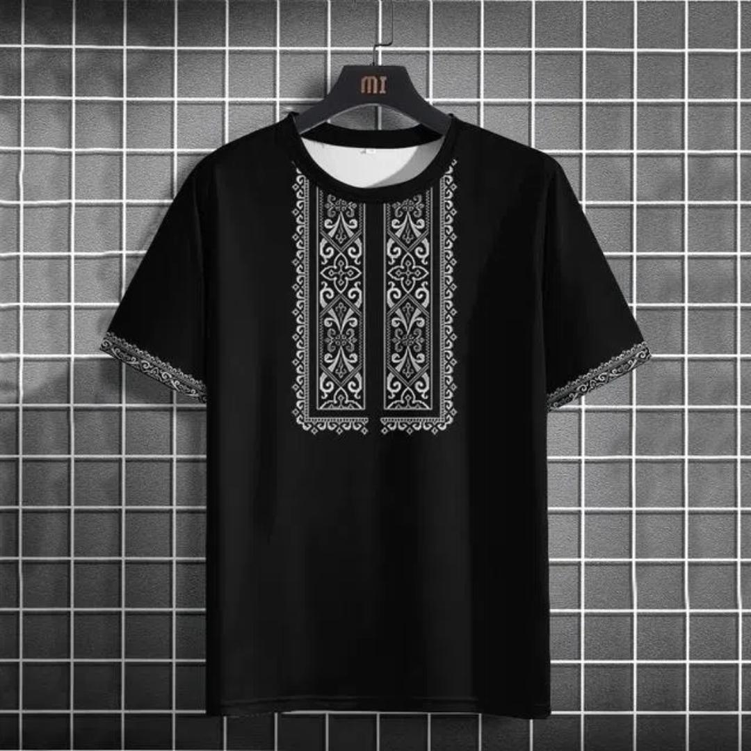 

Мужская футболка с этническим узором и 3D-принтом, летние топы с коротким рукавом и круглым вырезом, модная повседневная мужская одежда больших размеров, пуловер, уличная одежда 6XL