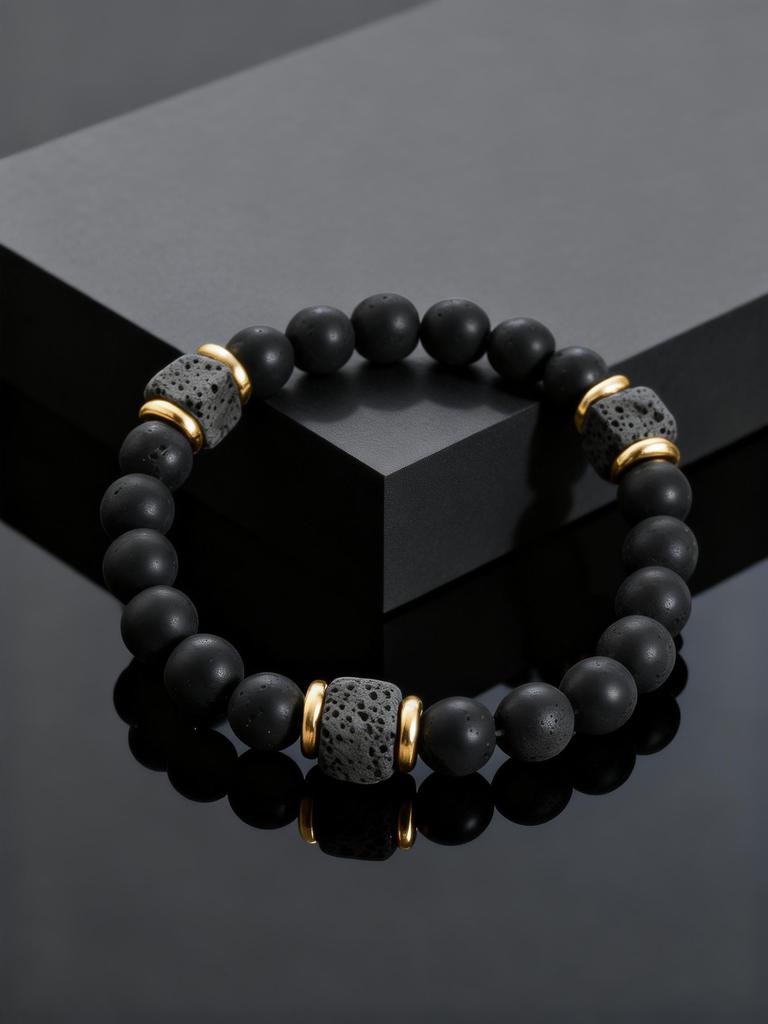 Unique Square Lava Stone Natural Agate Beads Bracelets for Men, Natural Stone Beaded Chain Bracelet, Fashion Jewelry Gifts