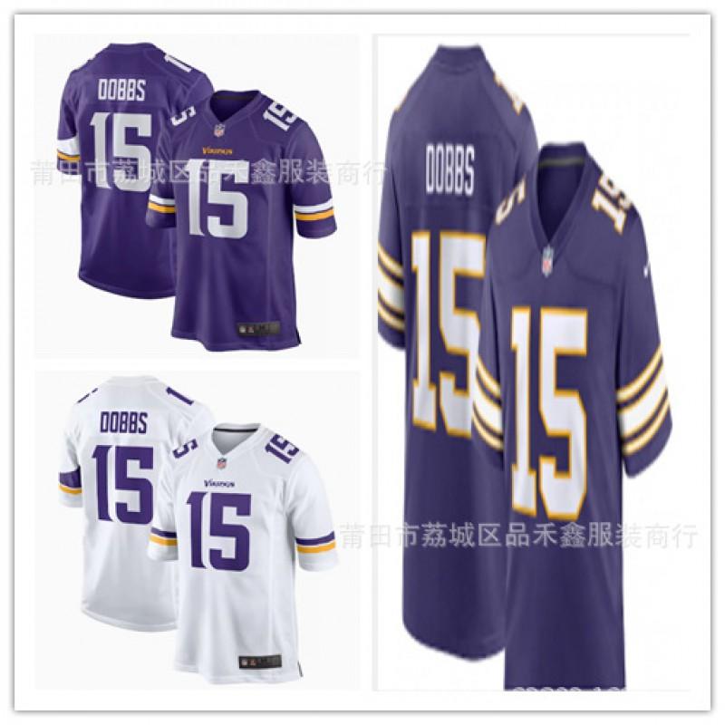 Maglia da Football NFL Minnesota Vikings da Uomo Joshua Dobbs 15 Cotone Abbigliamento per tifosi sportivi Abbigliamento casual per il Giorno della Partita