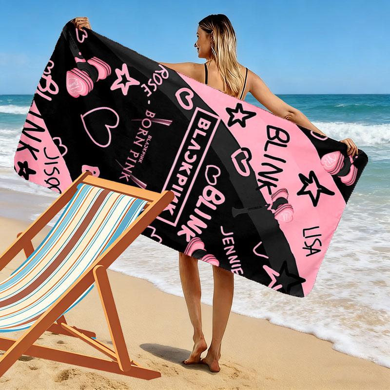 Blackpink Print Beach Towel, Large Soft Quick Dry Towel for Beach Camping Swimming