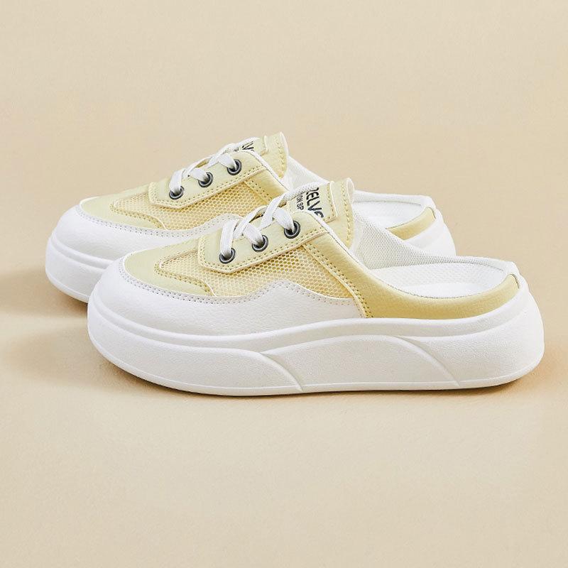 2025 summer new ins Korean version breathable little white shoes female student platform casual sports half slippers