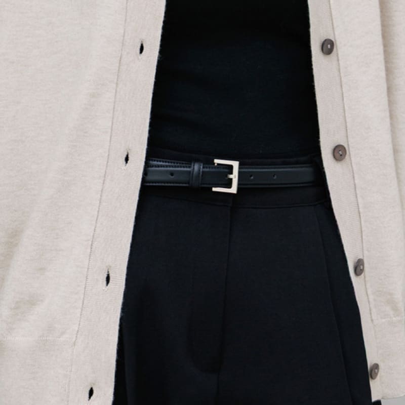 

JUARR Simple Square Buckle Natural Cowhide Belt_2 Colors Silver