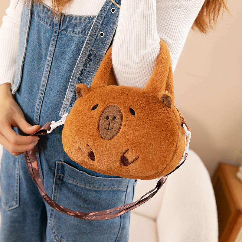 Sweet Capybara Handbags For Girls Lovely Kids Crossbody Bag Children Gift Little Girl Small Purse Soft Plush Capybara Handbags