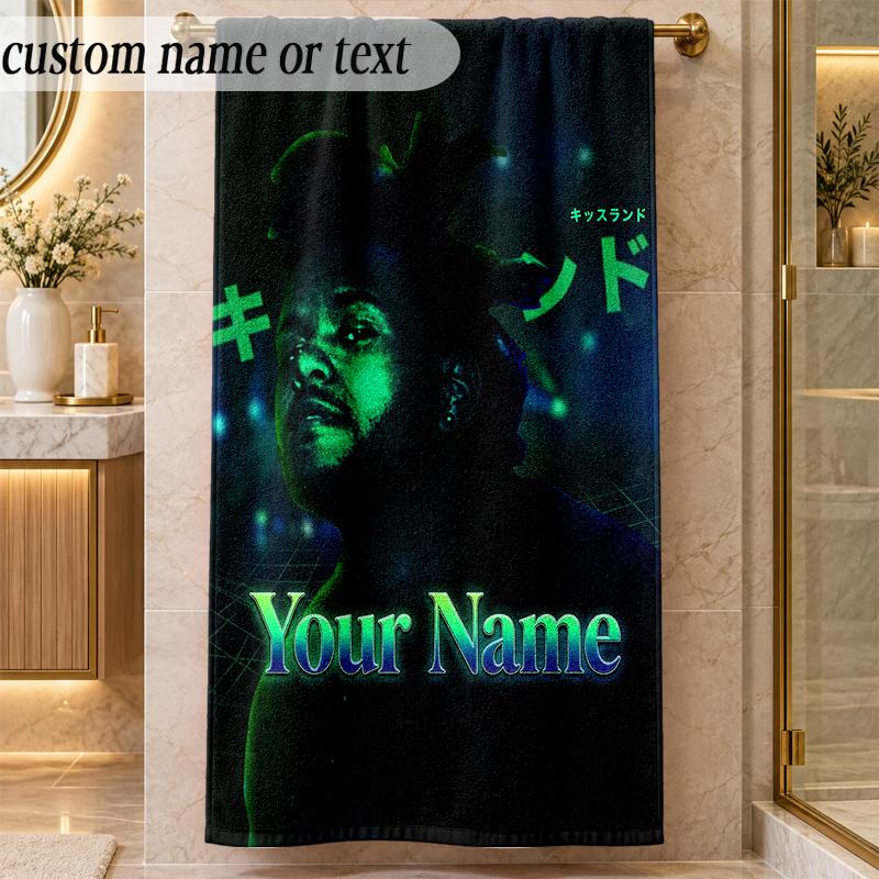 Beach TowelThe Weeknd Custom Name Text Personalized Soft Towel for Beach Pool Indoor Home Decor Gift