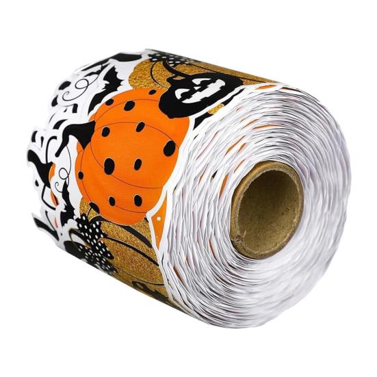 Party Venue Decorations Halloween Stickers with Pumpkin And Bat Prints, Durable Coated Seasonal Atmosphere Enhancers Paper Decals, Stylish Frame