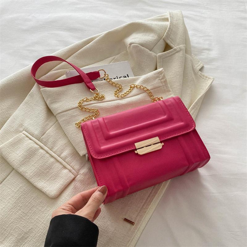 Trendige Kleine Schwarze Und Rosa Quadratische Tasche Mit Kettenriemen Für Damen, Ideal Für Lässige Outfits