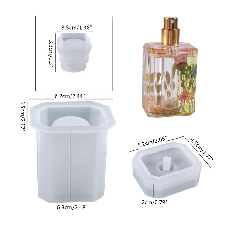 3 Pcs Perfume Bottle Silicone Resin Molds UV Resin Epoxy Silicone Casting Molds