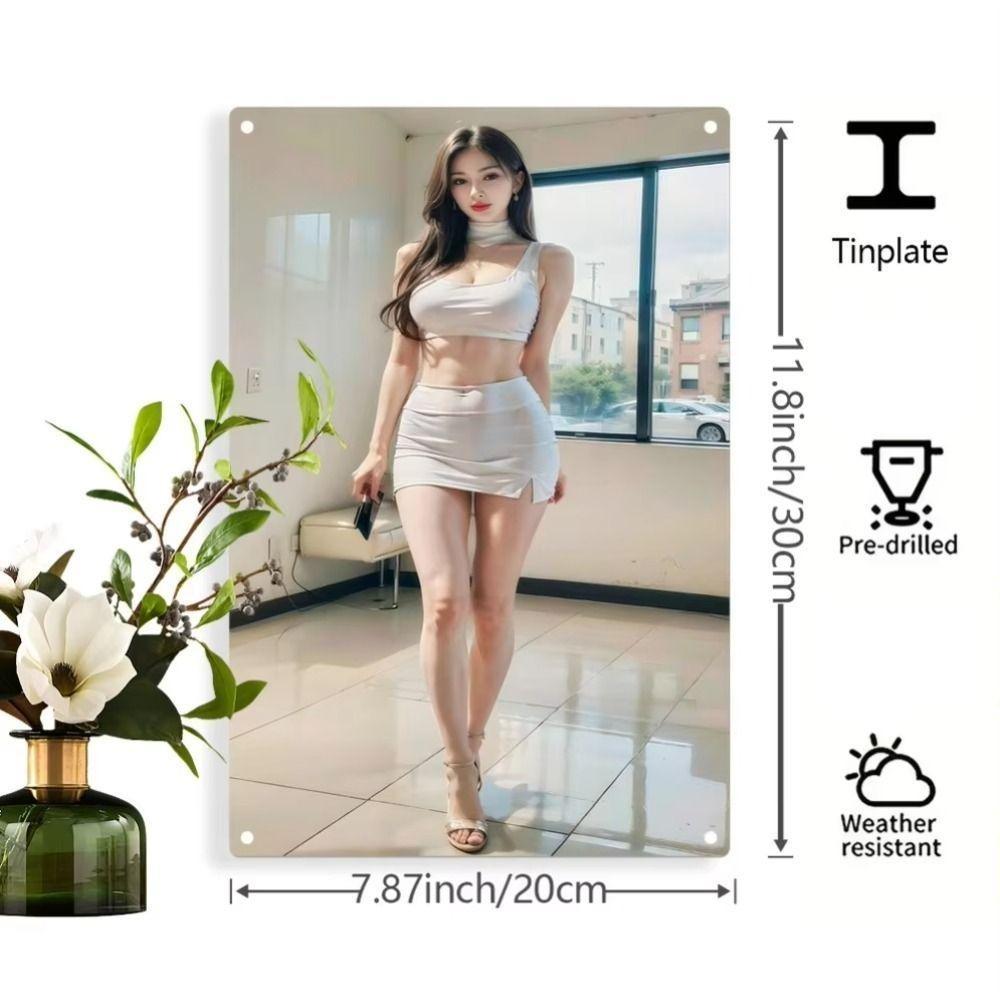 Woman In Nightgown Delicate Metal Wall Art Bedroom Decor 20x30cm