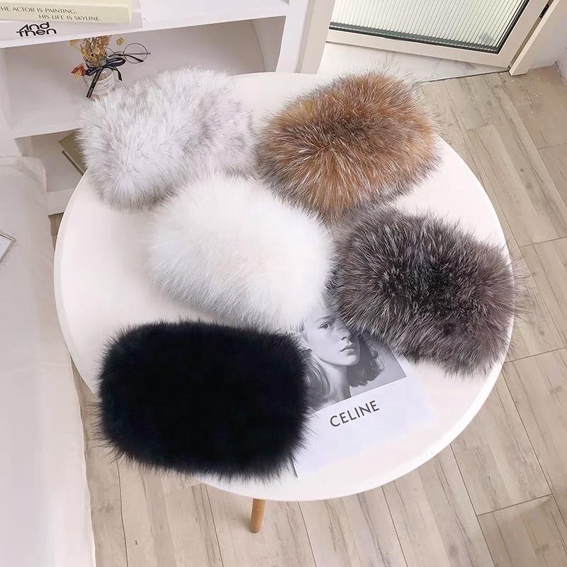 Women Elastic Real Fox Fur Scarf Neck Warmer Lady Genuine Knitted Fox Fur Headband