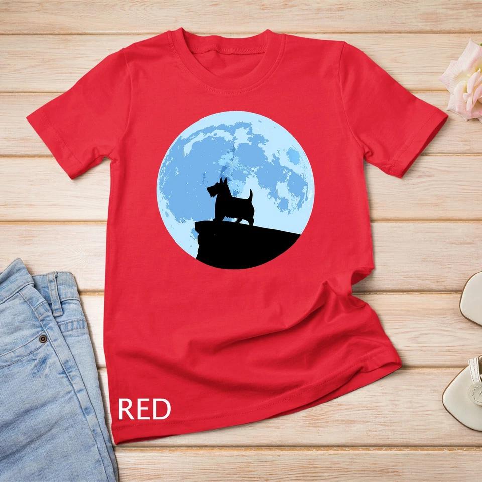 Scottish Terrier Scottie Dog Moon Silhouette Unisex T-shirt 7 3XL