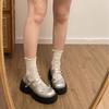 French Bow Thick Sole Height Increase Mary Jane Shoes Women's 2025 New Summer Wear with Skirt Retro Single Shoes