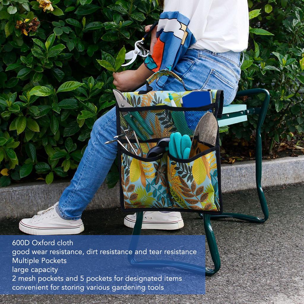 Garden Tool Storage Bag 600D Oxford Cloth Foldable Portable Gardening   with Multiple Pockets for Outdoor Garden