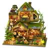 DIY Miniature House Kit, Mini House Building Kit with LED, DIY Miniature Kit for Adults Teen, Dollhouse Kit, Forest Adventure