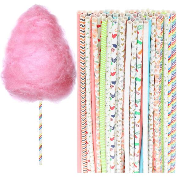 

100 шт. Палочки-конусы для сахарной ваты, 11,02 дюйма, Разноцветные принадлежности для сахарной ваты, Бумажные соломинки для дней рождений, свадеб, вечеринок, изготовления конфет